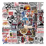 50 PCS Firefighter Thin Red Line Stickers,Fire Department, Fire Truck, Fire Sign Stickers for Laptop,Water Bottles,Helmet,Luggage,Computer,Cellphone,Skateboard,Guitar - Best Gifts for Man,Woman,Kids,Teens