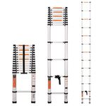 Equal 18.5 FT. Aluminium Foldable & Extended Telescopic Ladder, 14 Step Foldable Multipurpose Step Ladder with Finger Protect Technology; EN131 Certified (5.5 Meter/14 Step)