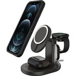 OtterBox Wireless 3 in 1 MagSafe Charging Stand, Strong Magnetic Alignment and Attachment with MagSafe, Sleek Multi-Devicie Charging Station for iPhone, AirPods and Apple Watch, Black