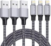 YUNSONG iPhone Charger, 3Pack 6FT Nylon Braided Lightning Cable Fast Charging High Speed Data Sync USB Cord Compatible with iPhone 14 13 12 11 Pro Max XS XR X 8 7 6S 6 Plus SE 5S