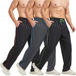 E-SURPA Men's Athletic Pant with Pockets Open Bottom Sweatpants for Men Workout, Exercise, Running (Set 2: 3 Pack L)