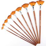 AIEX 9pcs Fan Brushes Set Nylon Anti-Lost Artist Brushes for Watercolor, Acrylic, Ink, Gouache, Oil, Tempera Painting