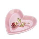 JAMEND CLXP Pink Heart Jewelry Tray, Engagement Wedding Ring Dish Earring Holder for Newlyweds, Sweet Gift for Mother Girls Women, Ceramic.NO ROSE.