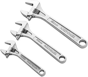 MAXPOWER 3PCS Heavy Duty Adjustable Wrench Set, Professional Shifter Movable Spanners with Extra Large Jaw Capacity, Drop Forged Cr-V Steel, Chrome Finish, Metric/SAE, Includes 6 Inch, 8 Inch, 10 Inch
