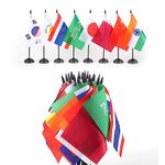 48 Asian Countries Desk Flags,Asia International Country Office Table Flag With Stand Base,World Cup Sports Events International Festival,Solid Black Rod With 3 Hole Black Base.