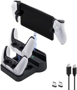 Mcbazel Charging Station for PlayStation Portal Remote Player and PS5 Controllers with LED Light and Charging Cable, Charging Dock Stand Base Holder Accessories for PS5 Portal Console - Black