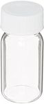 JG Finneran 9-121 Clear Borosilicate Glass Standard VOA Vial with White Polypropylene Solid Top Closure and PTFE Lined, 24-400mm Cap Size, 20mL Capacity (Pack of 72)