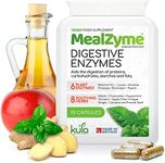 MealZyme - Digestive Enzyme Supplements - 6 Vegan Plant Based Complex with Bromelain, Betain HCL, Amylase, Protease, Lipase, Papain and Peppermint for Indigestion and Bloating Relief - 90 Capsules