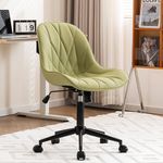 YOUNIKE Grass Green Office Chair Desk Chair, Comfy Home Office Desk Chairs with Wheels, Modern Swivel Armless Desk Chair Cute, Small Faux Leather Padded Computer Chairs, Loads up to 300LBS