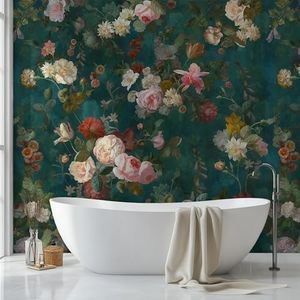 Papiramira Peel and Stick Self Adhesive Canvas Wall Mural Floral Vintage Botanical Wallpaper Removable Nature Wall Mural for Living Room Bedroom Office Home Decor Accent Wall (B, 182''X120'')