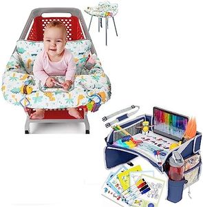PILLANI Baby Boys Bundle: Kids Travel Tray & Shopping Cart Cover