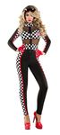 Starline Women's Racy Racer Sexy Catsuit Costume, Black/White, Small