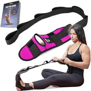 DMoose Fitness Foot & Calf Stretcher with Adjustable Padded Stretching Strap for Plantar Fasciitis, Hamstring, Heel Spurs and Achilles Tendonitis Relief - Yoga Leg Stretch Strap (Viva Megenta)