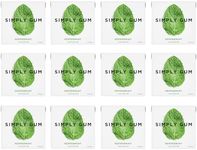 Simply Gum | Peppermint | Plant- Based Chewing Gum | Pack of 12 (180 Pieces Total) | Synthetic Free + Aspartame Free + non GMO
