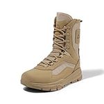 NORTIV 8 Men's Lightweight 8 Inches Military Tactical Work Boots Boots Outdoor Leather Motorcycle Combat Boots, Sand, 13