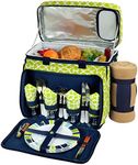 Picnic at Ascot Equipped Insulated Picnic Cooler with Blanket, Trellis Green