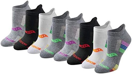 Saucony Women's Performance Heel Tab Athletic Socks (8 & 16 Pairs), Rainbow Assorted 2 (8 Pairs), Shoe Size: 10-13
