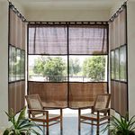 HIPPO All Season Curtains, Protection from Sun, Dust, Rain & Cold Winds, See Through View Perfect of Balcony and Garden, All Purpose Curtains (Japanese-Brown, 4.5FTX7.5FT, Tab Top, Eyelet)