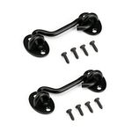 3” Privacy Hook and Eye Latch Easy Lock for Barn Door, Black (3 INCH-2PCS)