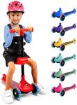 SereneLife 3 Wheel Kids Scooter, Kick Scooter with/without Foldable Seat, Light-Up LED Wheels, Adjustable Handlebar, Lean to Steer, Ideal for Toddlers Boys and Girls Age 3+, Up to 50Kg