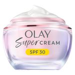 Olay Super Cream Refillable Face Moisturiser with SPF 30 UV Protection, Olay Super Serum, 5 Skin Benefits in 1 Moisturiser, Ultra Lightweight Hydration, Protects Against Sun Damage, Instant Glow, 50ml