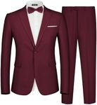 MAGE MALE Men's 2 Piece Suit Notched Lapel One Button Slim Fit Solid Prom Wedding Suits Blazer Jacket Pants with Bow Tie Set