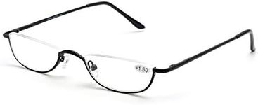 ZUVGEES Vintage Alloy Semi Rimless Reading Glasses Men Women Half Frame Slim Glasses with Stylish Case T0340 Black Size: Small