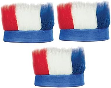 PMU 3 Pcs Patriotic Red White Blue Hairy Headband - Fun Costume Accessory for Fourth of July, Spirit Week & Crazy Hair Days, Memorial Day, Veterans Day, Olympics- Independence Day Costume Pkg/3