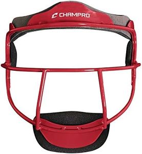 CHAMPRO The Grill Defensive Fielder's Protective Steel Frame Softball Face Mask, Scarlet, Youth