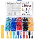 180 Pcs Electrical Crimps Connectors, Insulated Male and Female Bullet Butt Connectors, Wire Terminal Cable Connectors for Electrical udio Wiring Cables