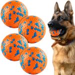 FUSOTO Dog Balls for Aggressive Chewers, Indestructible Dog Toys Ball, Durable Dog Toys Ball, Solid E-TPU Material Rubber Tennis Ball for Training Tough Dog Toys Catch and Fetch (Orange - 4 PCS)