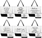 Cunno 24 Pcs Thank You Canvas Tote Bags for Women Nurse Employee Appreciation Gift Bulk Makeup Bags for Teacher Staff, White, Black, Inspirational Quotes