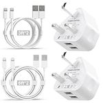 for iPhone Charger [MFi Certified] 2Pack Dual Port USB Plug with 4Pack 3/3/6/6FT iPhone Fast Charging Cable for iPhone 14/13/12/11/Pro/Pro Max/Xs/8/7/6/Plus, Pad, 2.4A Mains Charger Power Adapter