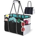 NUBILY Beach Tote Bag 30L Beach Bags for Women Vacation Neoprene Waterproof Beach Bag Sandproof Pool Bag Foldable Swim Bag