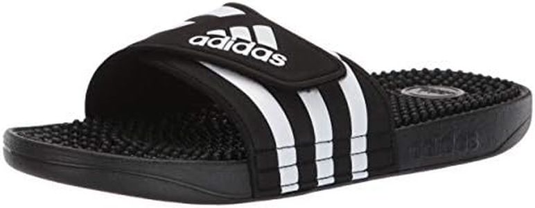 adidas Women's Adissage Slides Sandal, Black/White/Black, 10, Black/White/Black, 10