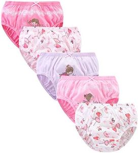 CHUNG Little Girls Toddlers Cotton Briefs Panties Underwear 5 Pack, Ballerina, 3t