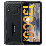 Blackview Rugged Phone, BV6200 (2024) 13000mAh Battery 18W Fast, Android 13 Rugged Smart Phone, 8GB+64GB/1TB Expand, 13MP+8MP Waterproof Phone, Three Card Slots, Face Phone Unlocked - Black