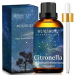 BURIBURI Citronella Essential Oil 100ML, 100% Pure Undiluted Aromatherapy Citronella Oil 3.38fl.oz for Soap, Candle Making, Massage, Diffuser, Humidifier