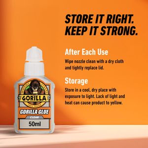 Gorilla Glue Crystal Clear Adhesive, 50ml – Strong Multi-Purpose
