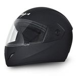 Vega Cliff Dx ISI Certified Lightweight Full Face Smooth Matt Finish Helmet for Men and Women with Clear Visor(Dull Black, Size:L)