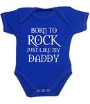 BabyPrem Baby Bodysuit Born to Rock Like Daddy Clothes NB - 12 Mth ROYAL 0-3