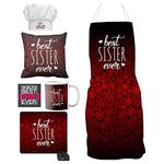 TheYaYaCafe Ceramic Apron,Chef Hat, Mug, Cushion Cover, Mousepad, Coaster - 6 Pieces, Multicolour, 330 ml