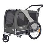 Large Pet Bike Trailer & Stroller For Dogs up to 35kgs Parking Brakes Reinforced Base Floor (Grey/Black)