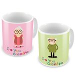 Indigifts Coffee Mug 330 ML |Set of 2 Coffee Mugs| Sustainable Tea Cup | I Love You Grandma | Gift for Grand Mother, Grandma, Dadi Maa (Pink)