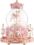 Carousel Gift Music Boxes with Lights, Merry Go Round Horse Snow Globe for Mom Girls Wife Daughter Kids Christmas Birthday Anniversary Present Melody Castle in The Sky