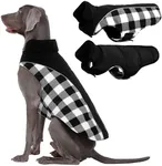 Kuoser Reversible Dog Coat, Warm Waterproof Dog Jacket, British Style Plaid Dog Winter Coats, Puppy Cold Weather Vest Windproof Outdoor Clothes Dog Snow Jackets for Extra Large Dogs XXXL