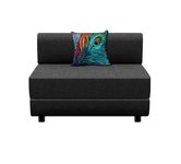 Dr Smith Folding Leg Sofa-Bed | Single Seater - 3' X 6' Feet | Sofa Cum Bed Jute Fabric Washable Cover with Cushion - Color Black