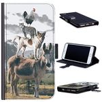 Hairyworm Funny Cat Phone Case Chicken Cat Dog Donkey Pyramid Leather Side Flip Phone Cover For Microsoft Lumia 640 LTE