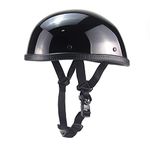 Woljay Motorcycle Half Helmet Beanie Cruising Skull Cap Small Helmets for Motorbike Scooter Chopper Moped Scooters Electric (X-Large, Gloss Black)