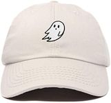 DALIX Ghost Embroidery Dad Hat Baseball Cap Cute Halloween in Beige